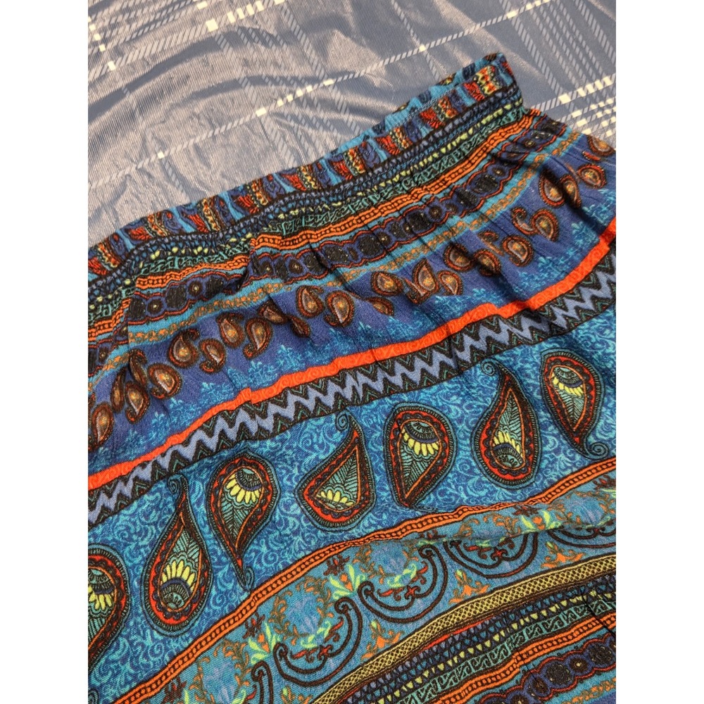 New Directions Womens Blue Paisley Boho Rayon Elastic Waist‎ Maxi Skirt Large